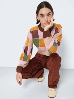 Noisy May CROPPED MULTI-COLOURED KNITTED PULLOVER