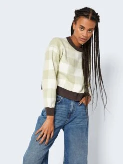 Noisy May CHEQUERED KNITTED PULLOVER