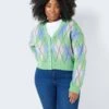 Noisy May CURVE CHEQUERED KNITTED CARDIGAN
