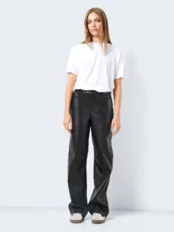Noisy May HIGH WAISTED FAUX LEATHER TROUSERS