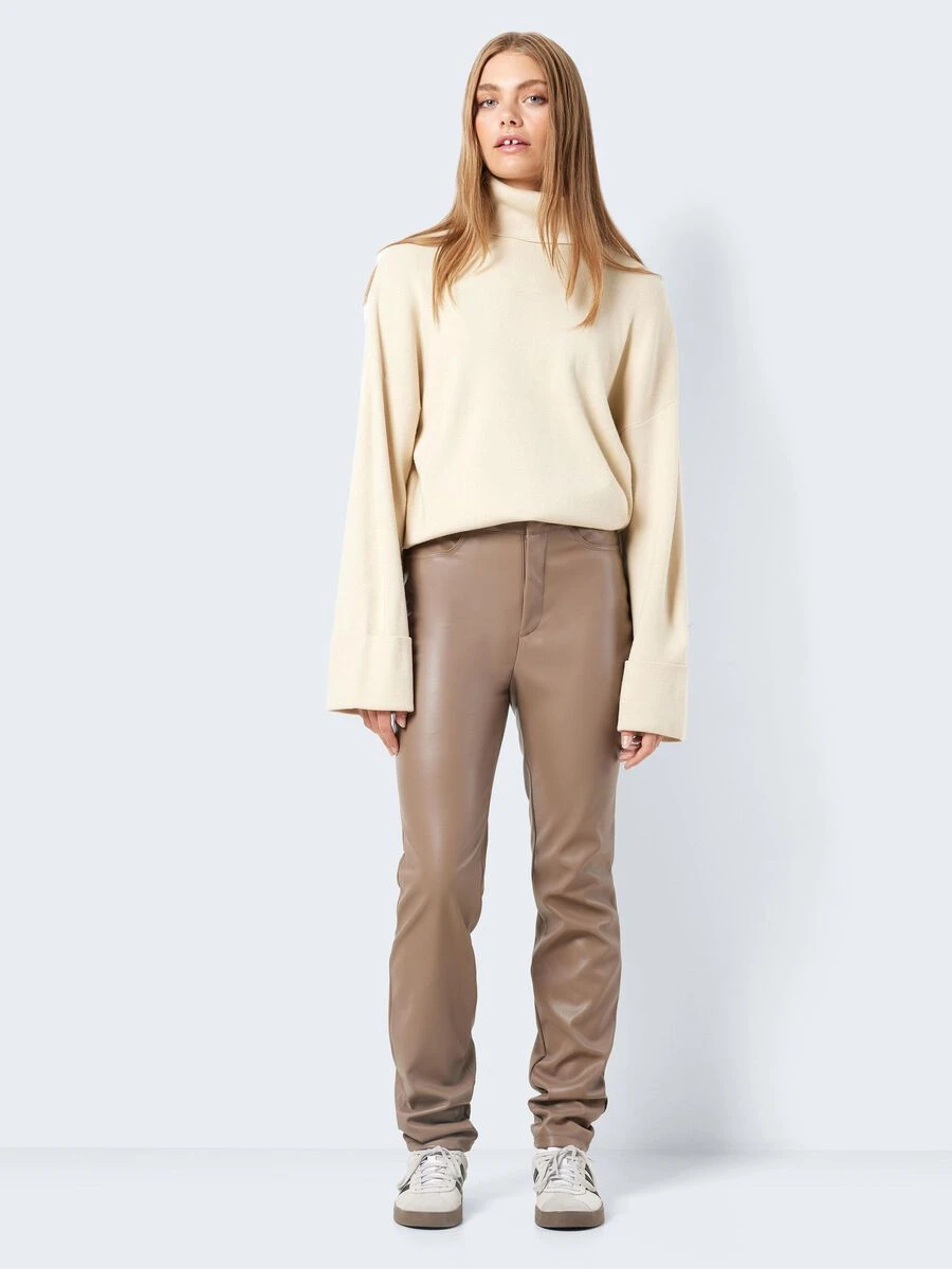 Noisy May CROPPED FAUX LEATHER TROUSERS - Image 3
